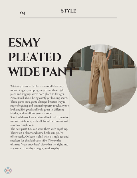 Esmy Womens Pleated Wide Pant